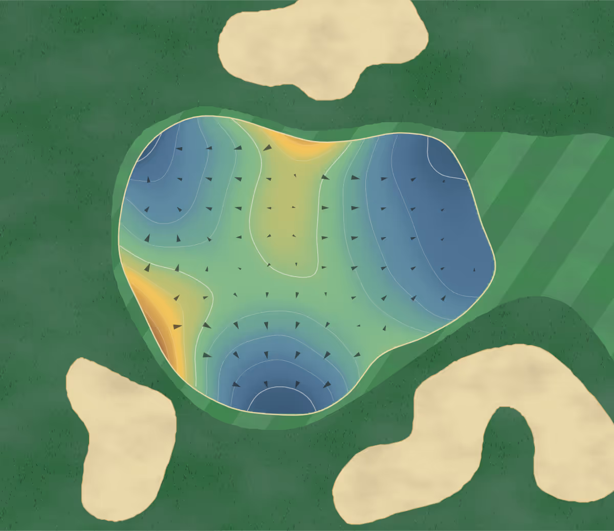 Green contour map of Talis Park in Naples, Florida — 80 elevation contours at a 3-inch interval with fall-line arrows, traced from 1-meter lidar