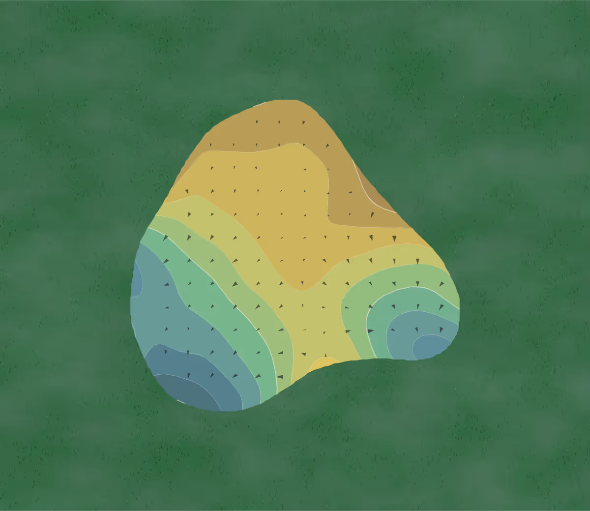Green contour map of Talking Rock in Prescott, Arizona — 25 elevation contours at a 3-inch interval with fall-line arrows, traced from 1-meter lidar