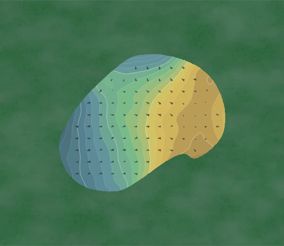 Green contour map of Tamarack Golf Course Tamarack Golf Course - West in East Brunswick, New Jersey — 371 elevation contours at a 3-inch interval with fall-line arrows, traced from 1-meter lidar