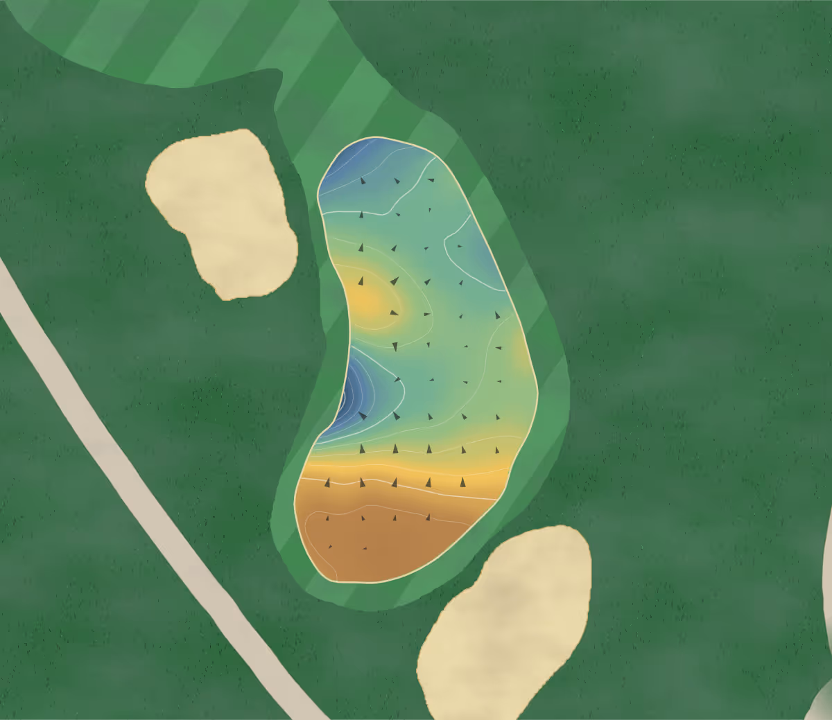 Green contour map of Tampa Palms in Tampa, Florida — 151 elevation contours at a 3-inch interval with fall-line arrows, traced from 1-meter lidar