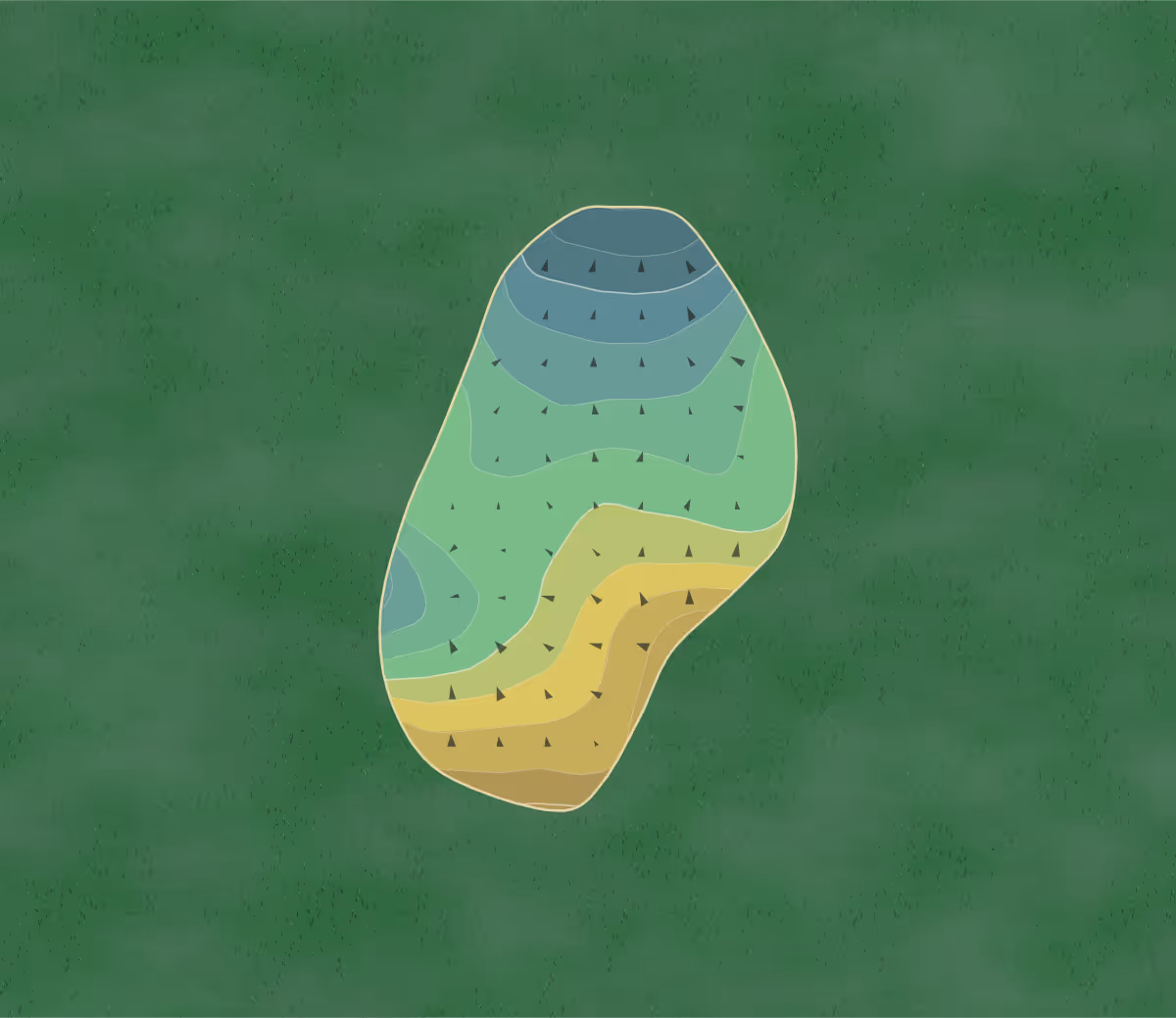 Green contour map of Tascosa Course in Amarillo, Texas — 11 elevation contours at a 3-inch interval with fall-line arrows, traced from 1-meter lidar