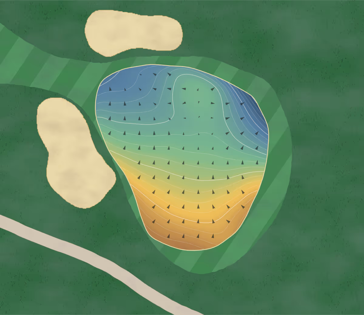 Green contour map of Temple Hills in Franklin, Tennessee: 407 elevation contours at a 3-inch interval with fall-line arrows, traced from 1-meter lidar