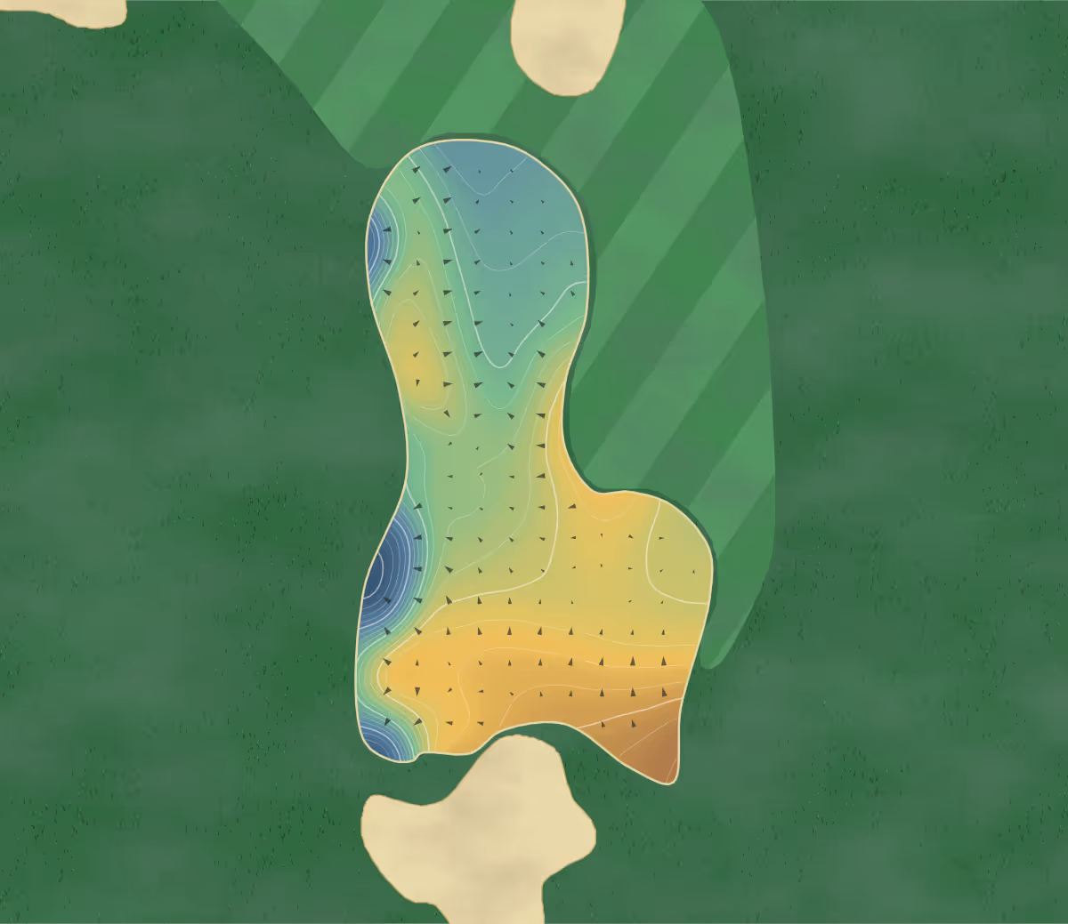Green contour map of Terravita in Scottsdale, Arizona: 243 elevation contours at a 3-inch interval with fall-line arrows, traced from 1-meter lidar