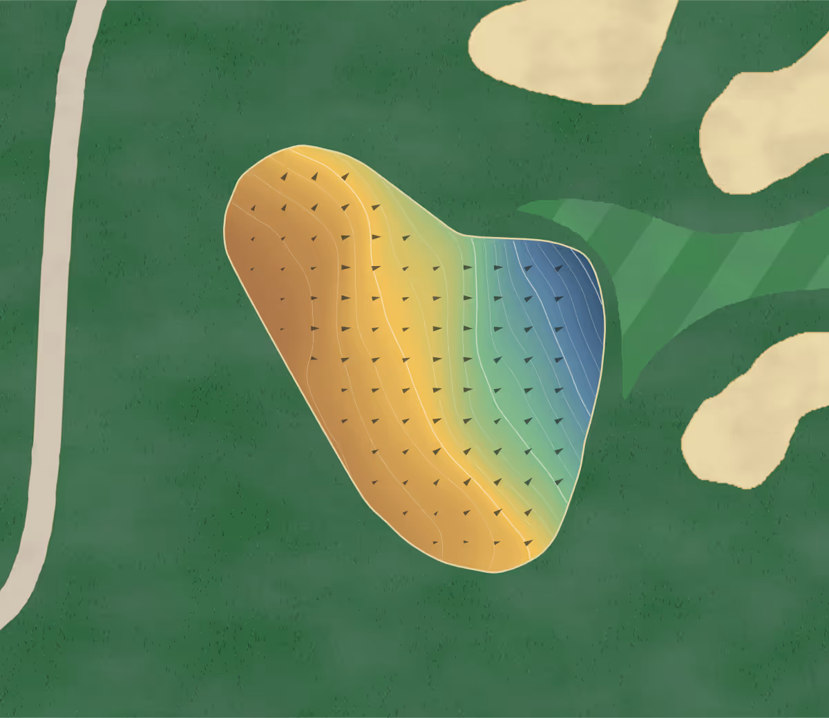 Green contour map of Back Nine Club in Elkhart Lake, Wisconsin — 155 elevation contours at a 3-inch interval with fall-line arrows, traced from 1-meter lidar