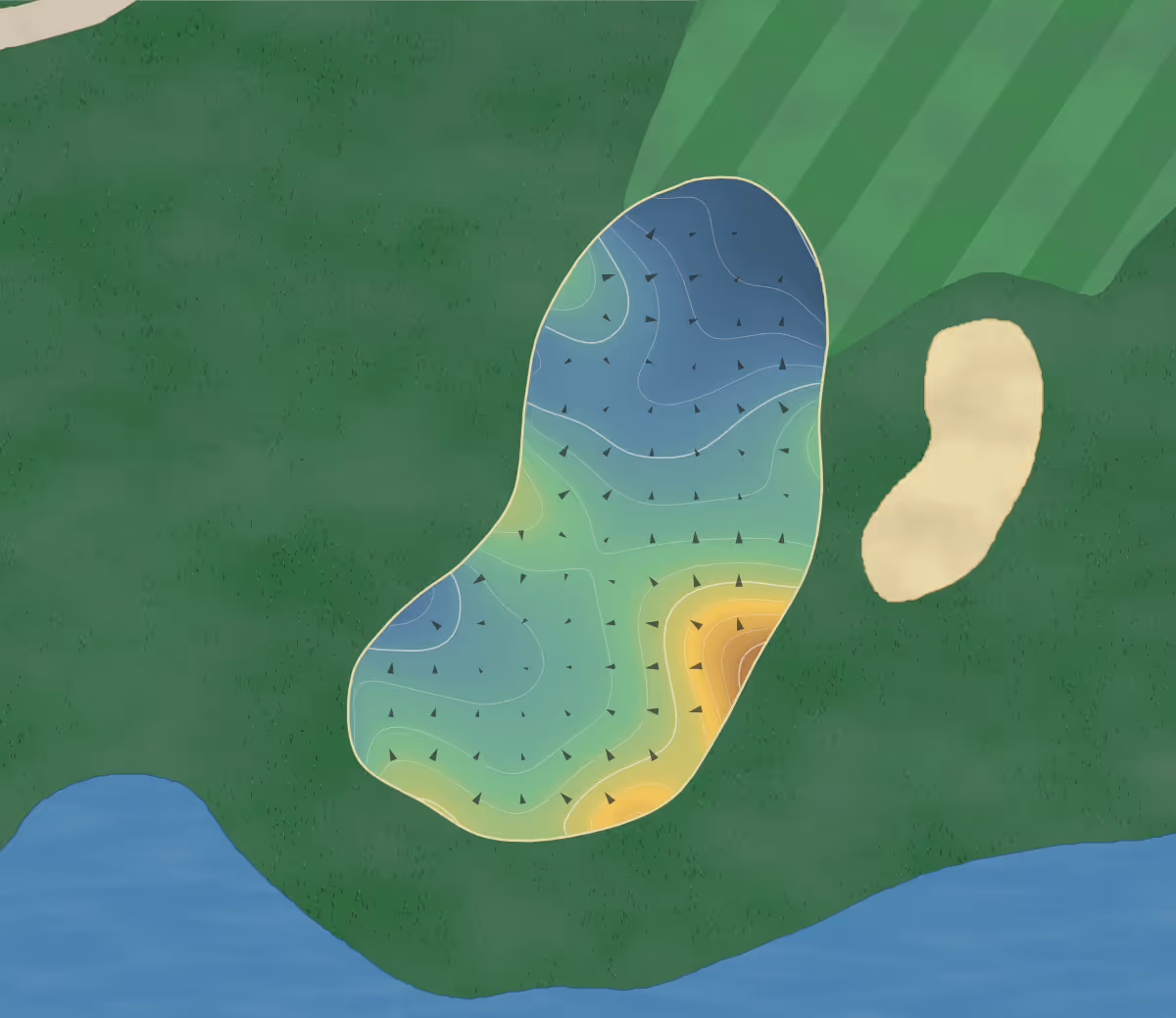 Green contour map of The Boca Raton in Boca Raton, Florida: 229 elevation contours at a 3-inch interval with fall-line arrows, traced from 1-meter lidar