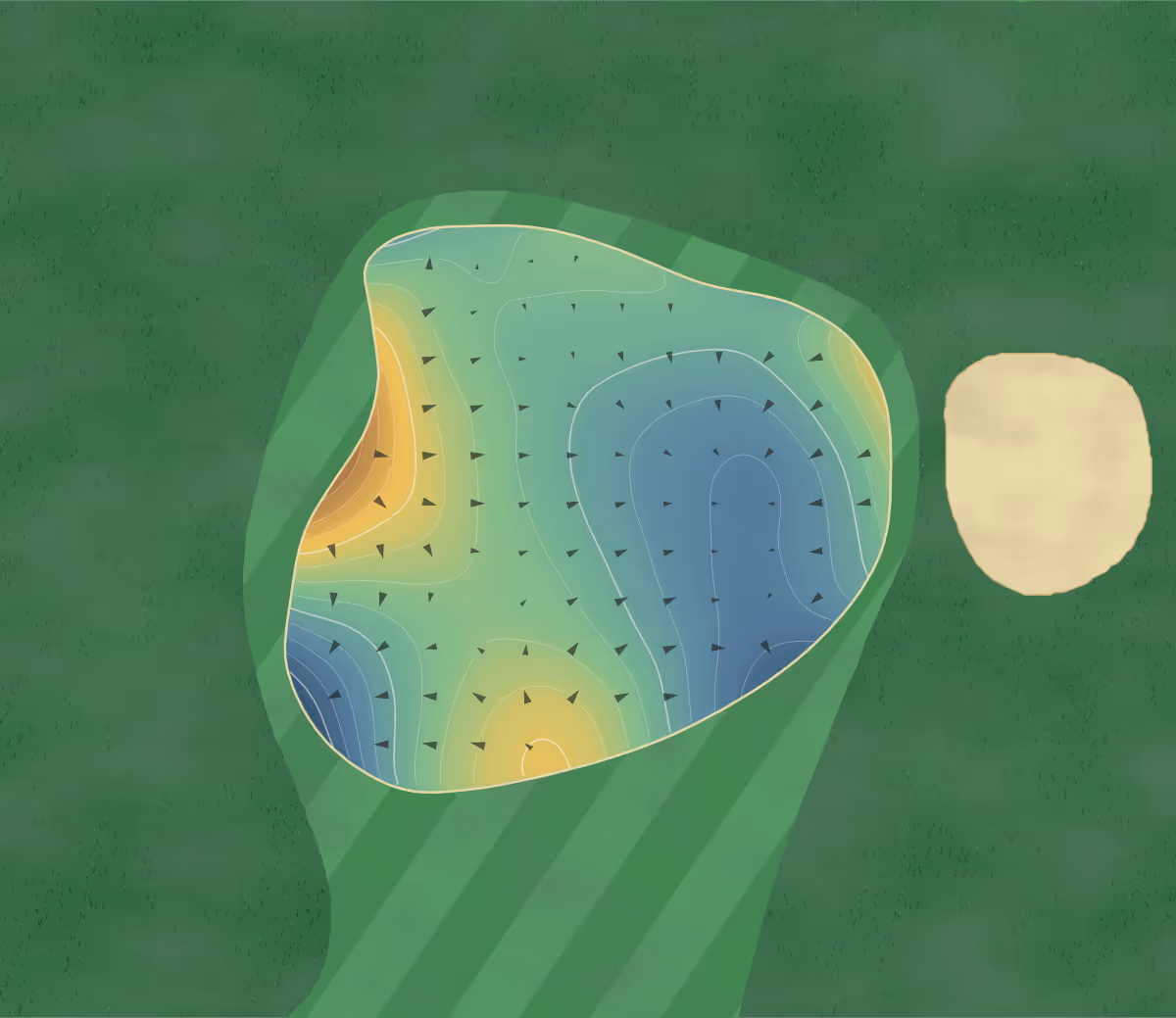 Green contour map of Brassie in Chesterton, Indiana — 170 elevation contours at a 3-inch interval with fall-line arrows, traced from 1-meter lidar