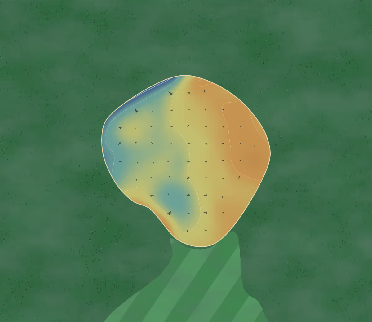 Green contour map of The Brook in Versailles, Kentucky: 69 elevation contours at a 3-inch interval with fall-line arrows, traced from 1-meter lidar