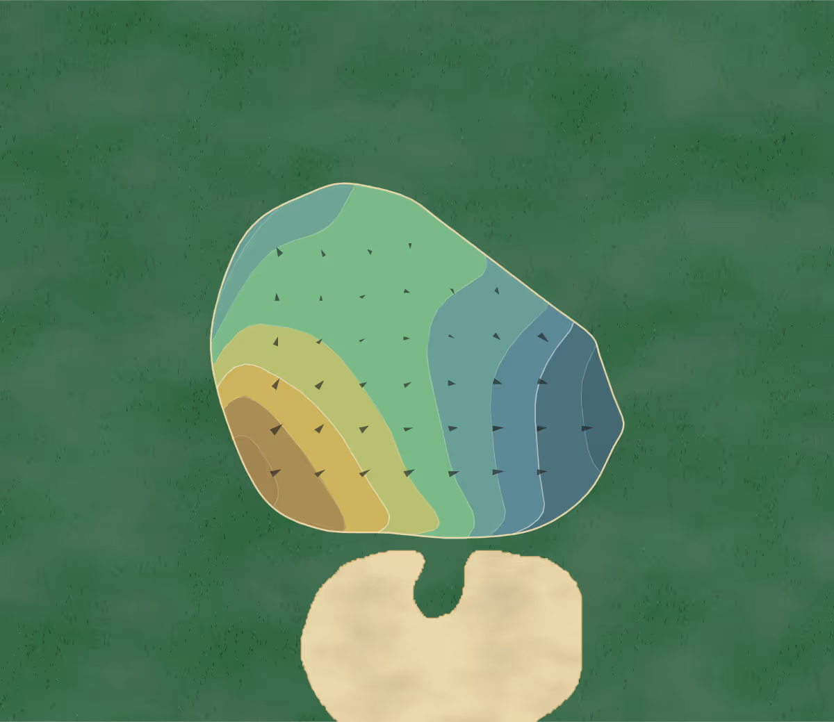 Green contour map of The Citrus (Mountain) in La Quinta, California — 17 elevation contours at a 3-inch interval with fall-line arrows, traced from 1-meter lidar