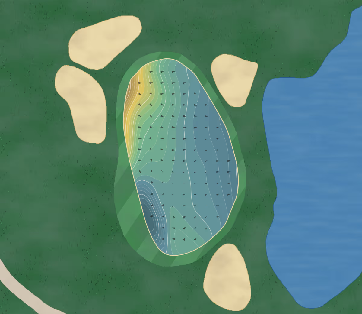 Green contour map of The Classic in Brainerd, Minnesota — 309 elevation contours at a 3-inch interval with fall-line arrows, traced from 1-meter lidar