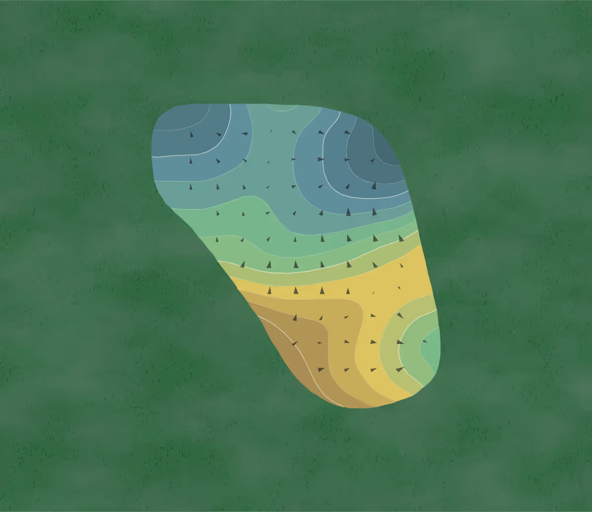 Green contour map of Gateway in Fort Myers, Florida — 11 elevation contours at a 3-inch interval with fall-line arrows, traced from 1-meter lidar