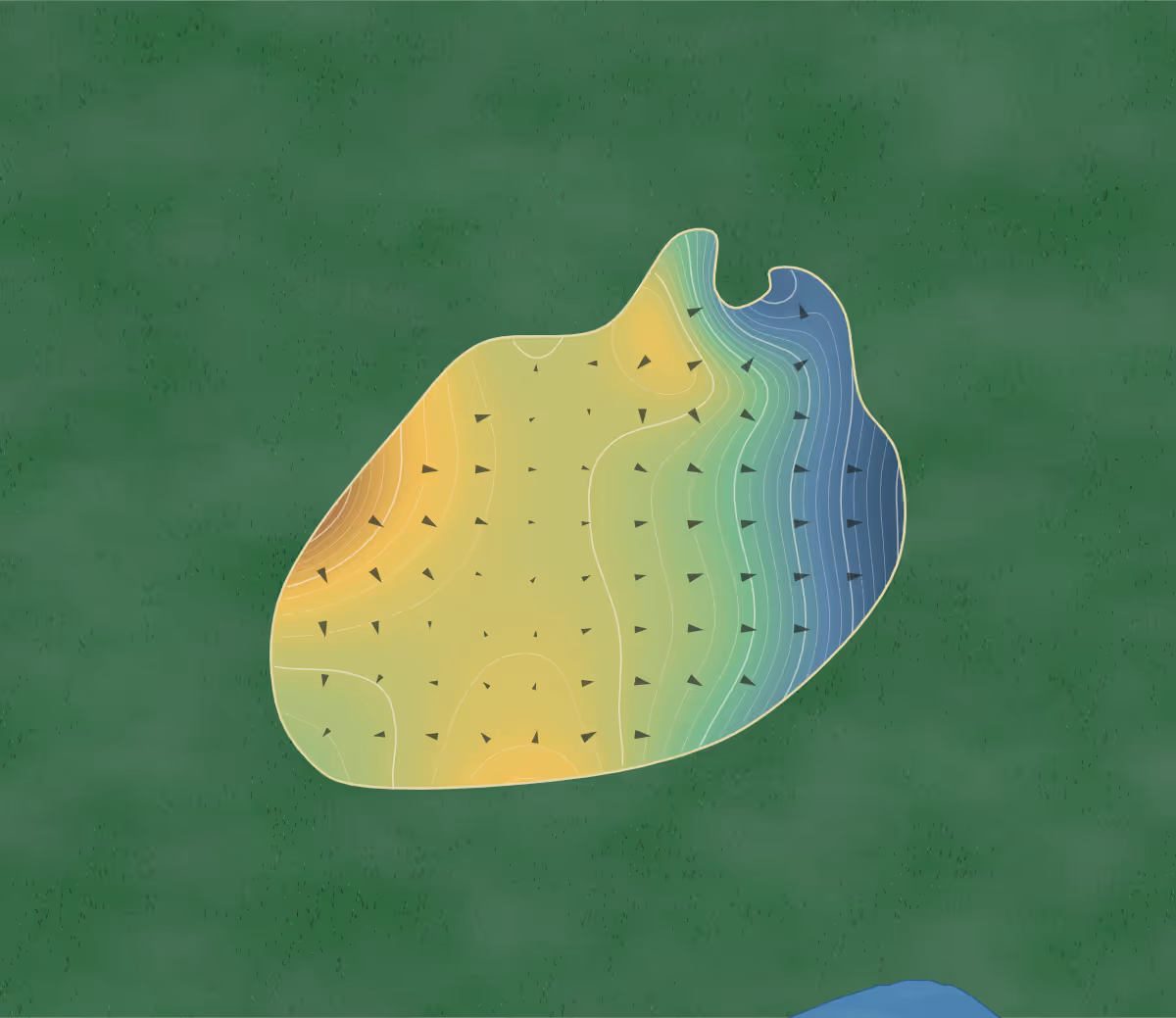 Green contour map of Indian Springs in Broken Arrow, Oklahoma: 344 elevation contours at a 3-inch interval with fall-line arrows, traced from 1-meter lidar