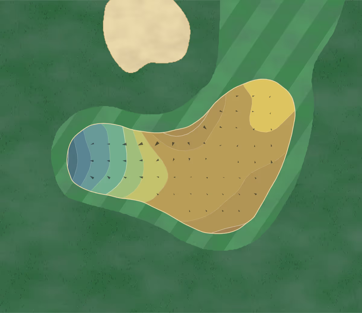Green contour map of Venetian Bay in New Smyrna Beach, Florida — 152 elevation contours at a 3-inch interval with fall-line arrows, traced from 1-meter lidar