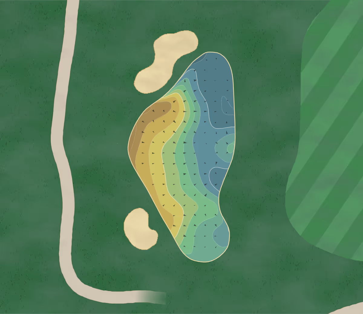 Green contour map of Wynstone in North Barrington, Illinois — 188 elevation contours at a 3-inch interval with fall-line arrows, traced from 1-meter lidar