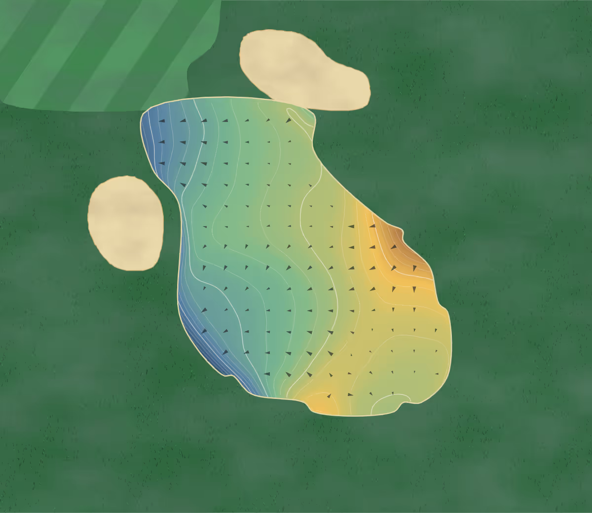 Green contour map of Saint Albans in Saint Albans, Missouri: 293 elevation contours at a 3-inch interval with fall-line arrows, traced from 1-meter lidar