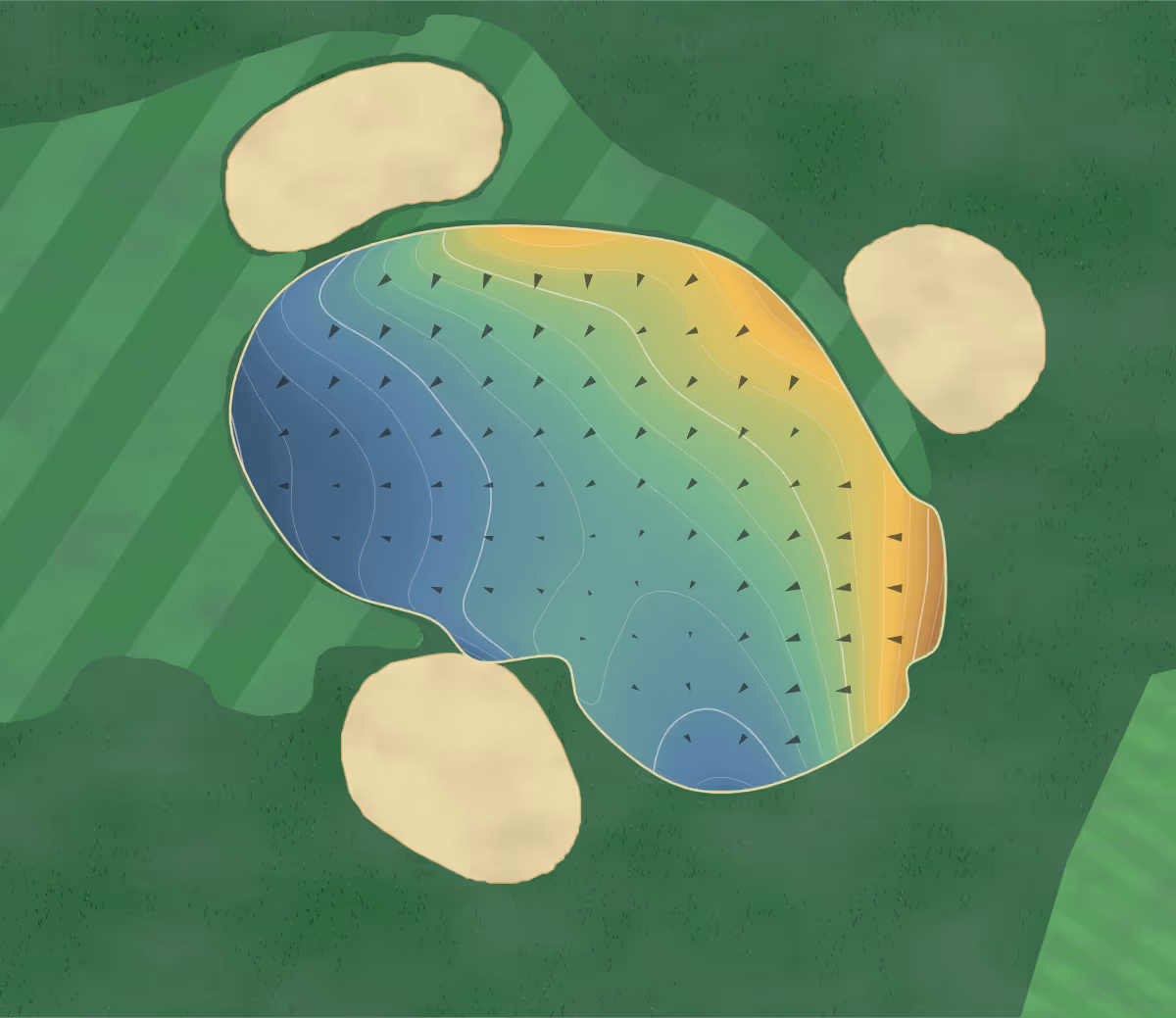 Green contour map of Virginia in Richmond, Virginia: 240 elevation contours at a 3-inch interval with fall-line arrows, traced from 1-meter lidar