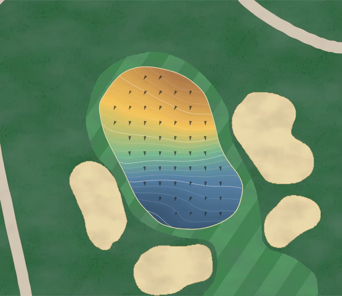 Green contour map of Virginia - Westhampton in Richmond, Virginia — 188 elevation contours at a 3-inch interval with fall-line arrows, traced from 1-meter lidar