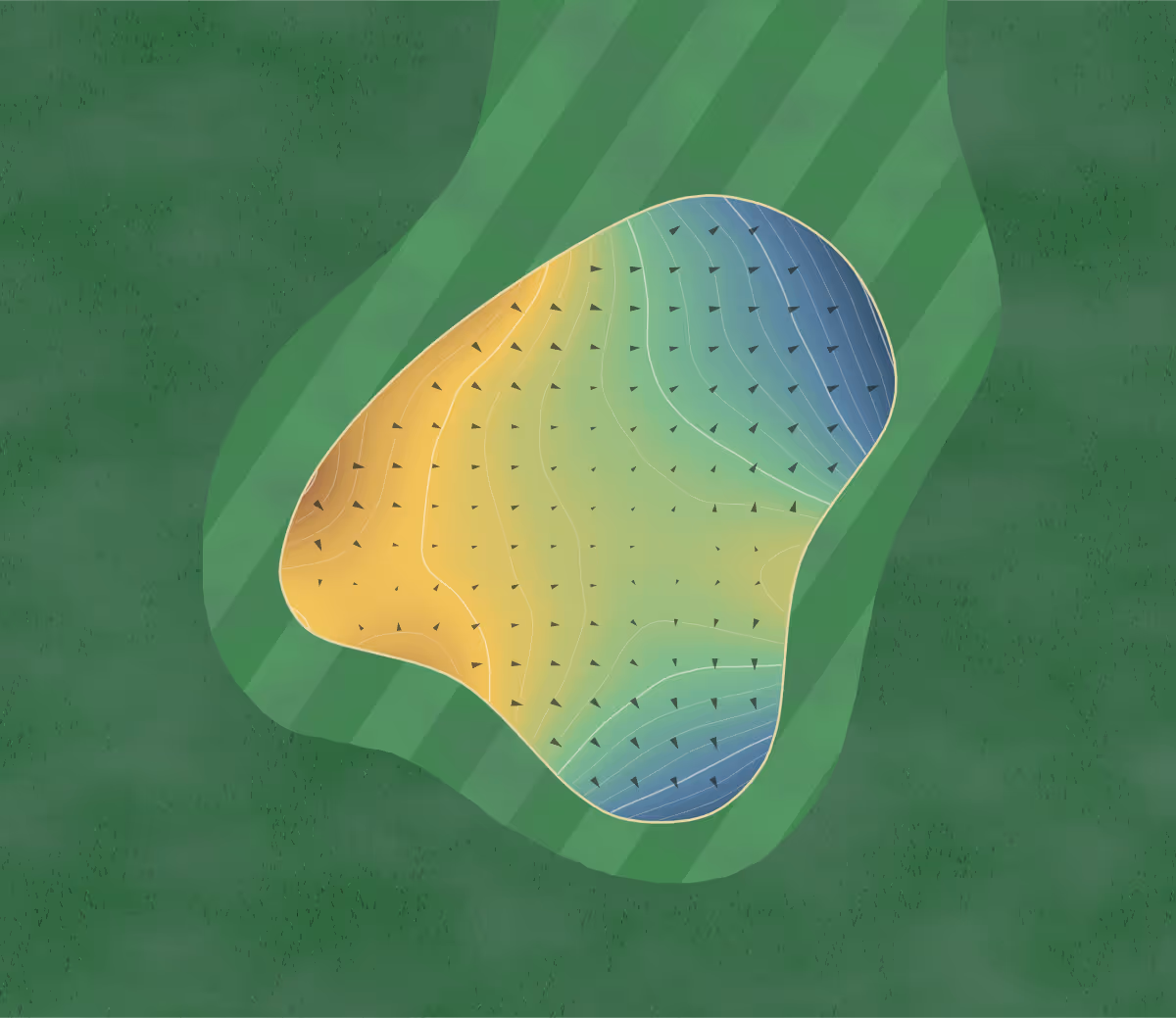 Green contour map of Creek in Harrisburg, South Dakota — 184 elevation contours at a 3-inch interval with fall-line arrows, traced from 1-meter lidar