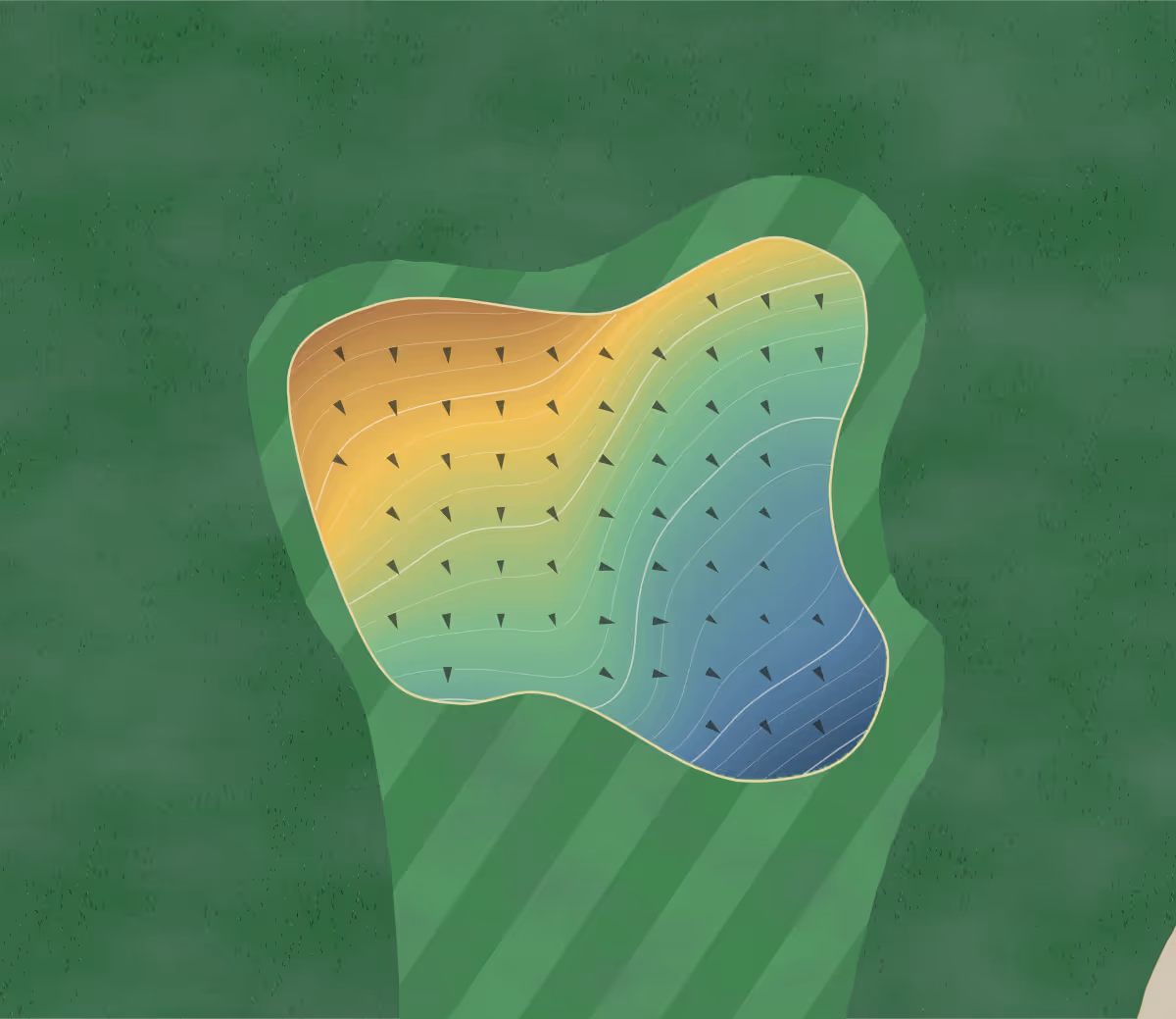Green contour map of Falls in O'Fallon, Missouri — 229 elevation contours at a 3-inch interval with fall-line arrows, traced from 1-meter lidar
