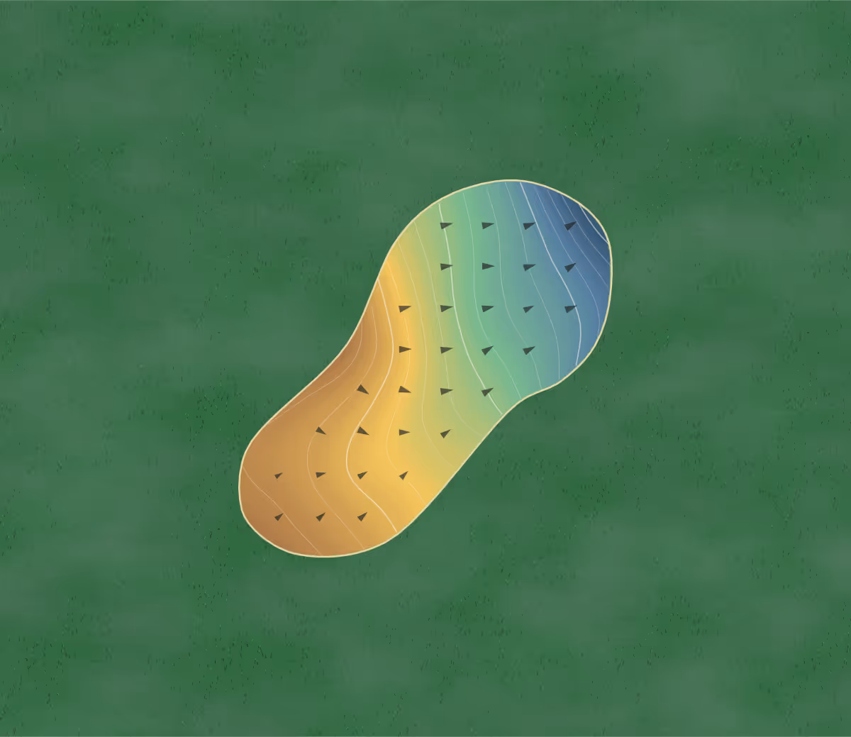 Green contour map of First Tee Chesterfield in Chesterfield, Virginia: 164 elevation contours at a 3-inch interval with fall-line arrows, traced from 1-meter lidar