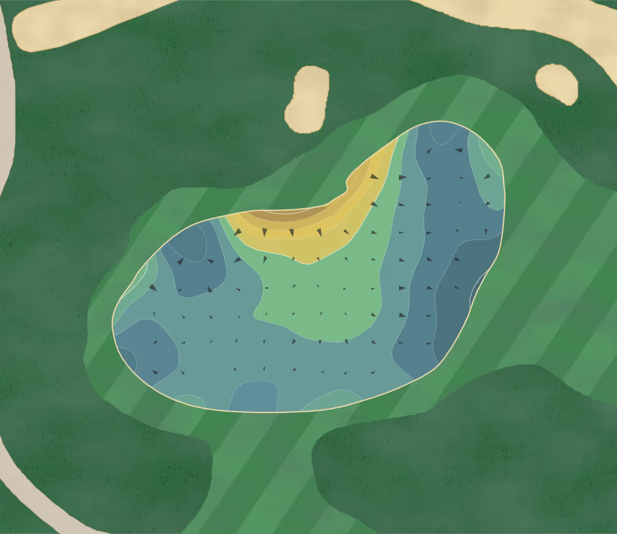 Green contour map of Golden Marsh in Palm City, Florida — 192 elevation contours at a 3-inch interval with fall-line arrows, traced from 1-meter lidar