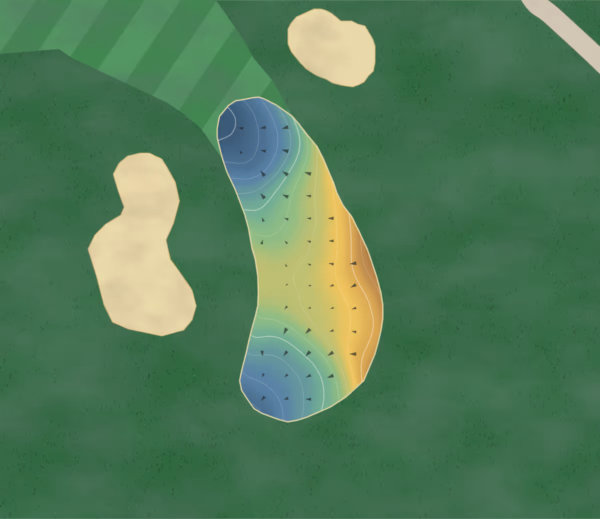 Green contour map of Champions Circle in Fort Worth, Texas: 147 elevation contours at a 3-inch interval with fall-line arrows, traced from 1-meter lidar