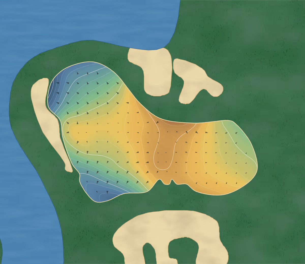 Green contour map of Creekmoor in Raymore, Missouri: 188 elevation contours at a 3-inch interval with fall-line arrows, traced from 1-meter lidar