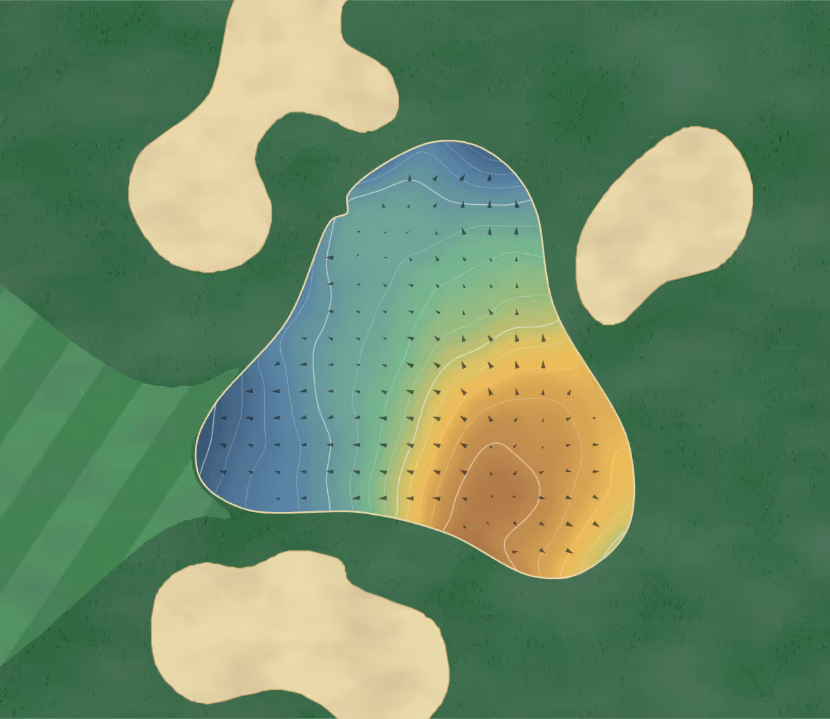 Green contour map of Hawks Prairie in Lacey, Washington: 94 elevation contours at a 3-inch interval with fall-line arrows, traced from 1-meter lidar