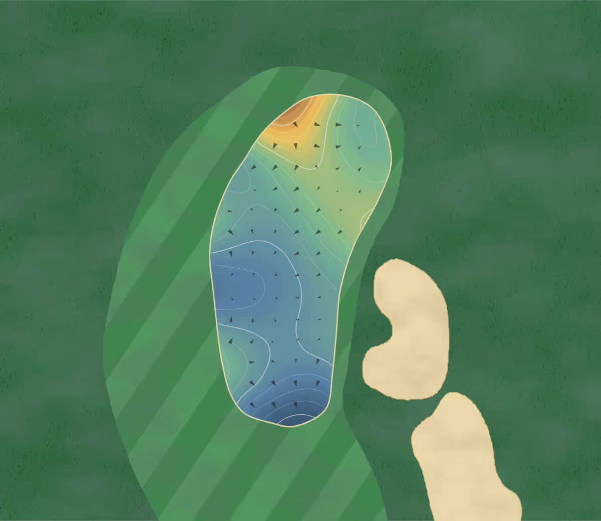 Green contour map of Terra Lago in Indio, California — 171 elevation contours at a 3-inch interval with fall-line arrows, traced from 1-meter lidar
