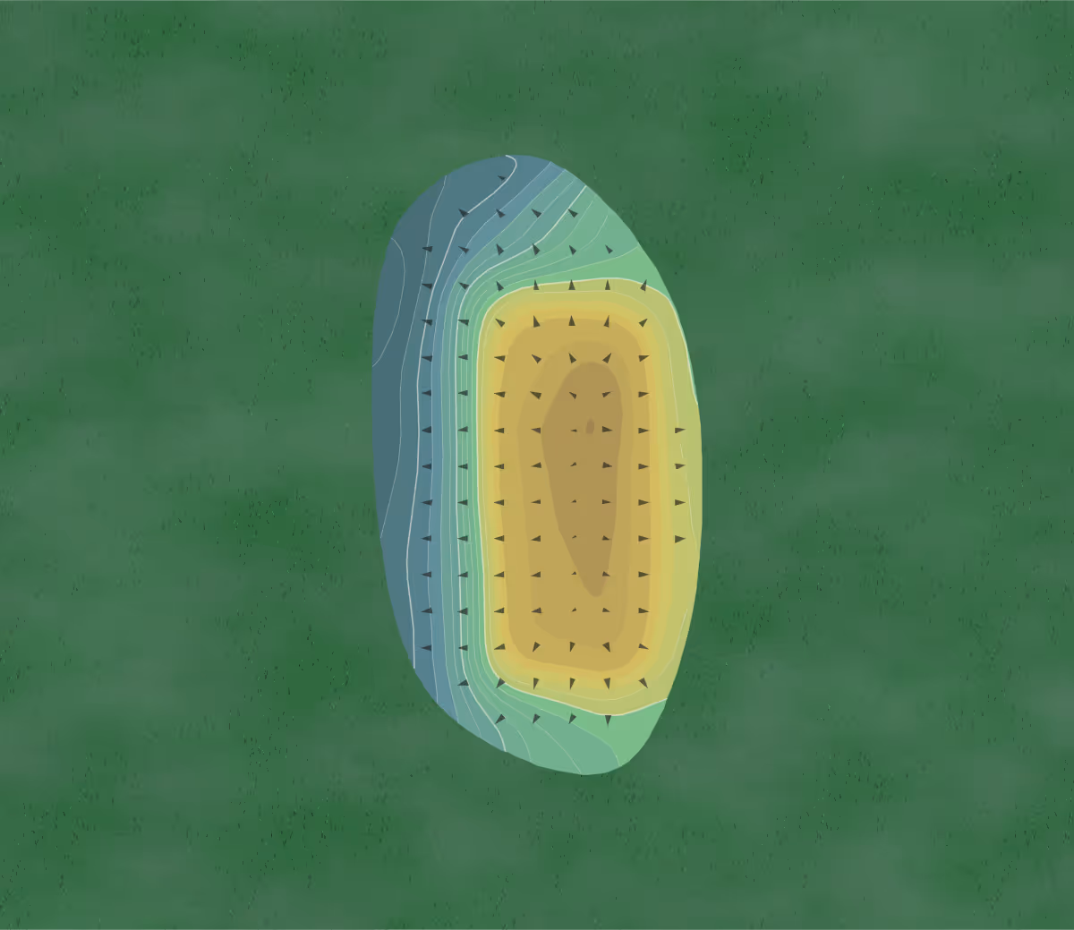 Green contour map of Quincy in Quincy, Florida — 19 elevation contours at a 3-inch interval with fall-line arrows, traced from 1-meter lidar