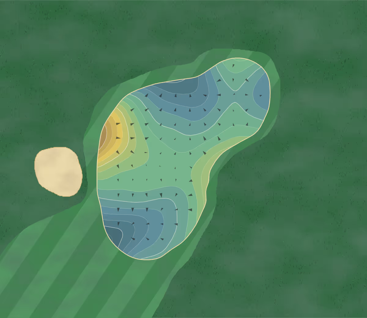 Green contour map of The Quarry in Naples, Florida — 89 elevation contours at a 3-inch interval with fall-line arrows, traced from 1-meter lidar