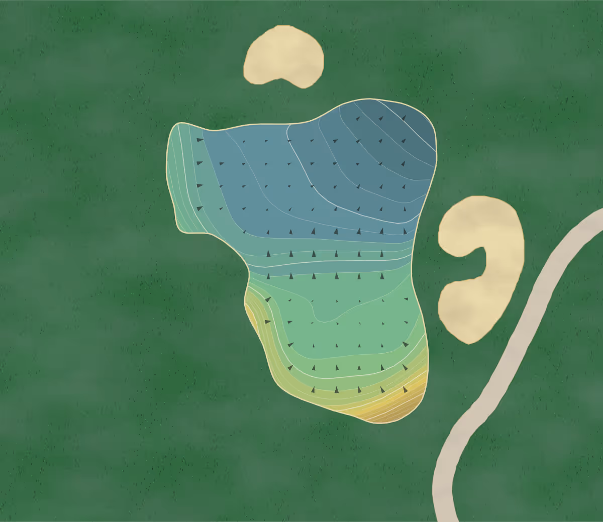 Green contour map of Babe Zaharias in Industry, California — 391 elevation contours at a 3-inch interval with fall-line arrows, traced from 1-meter lidar