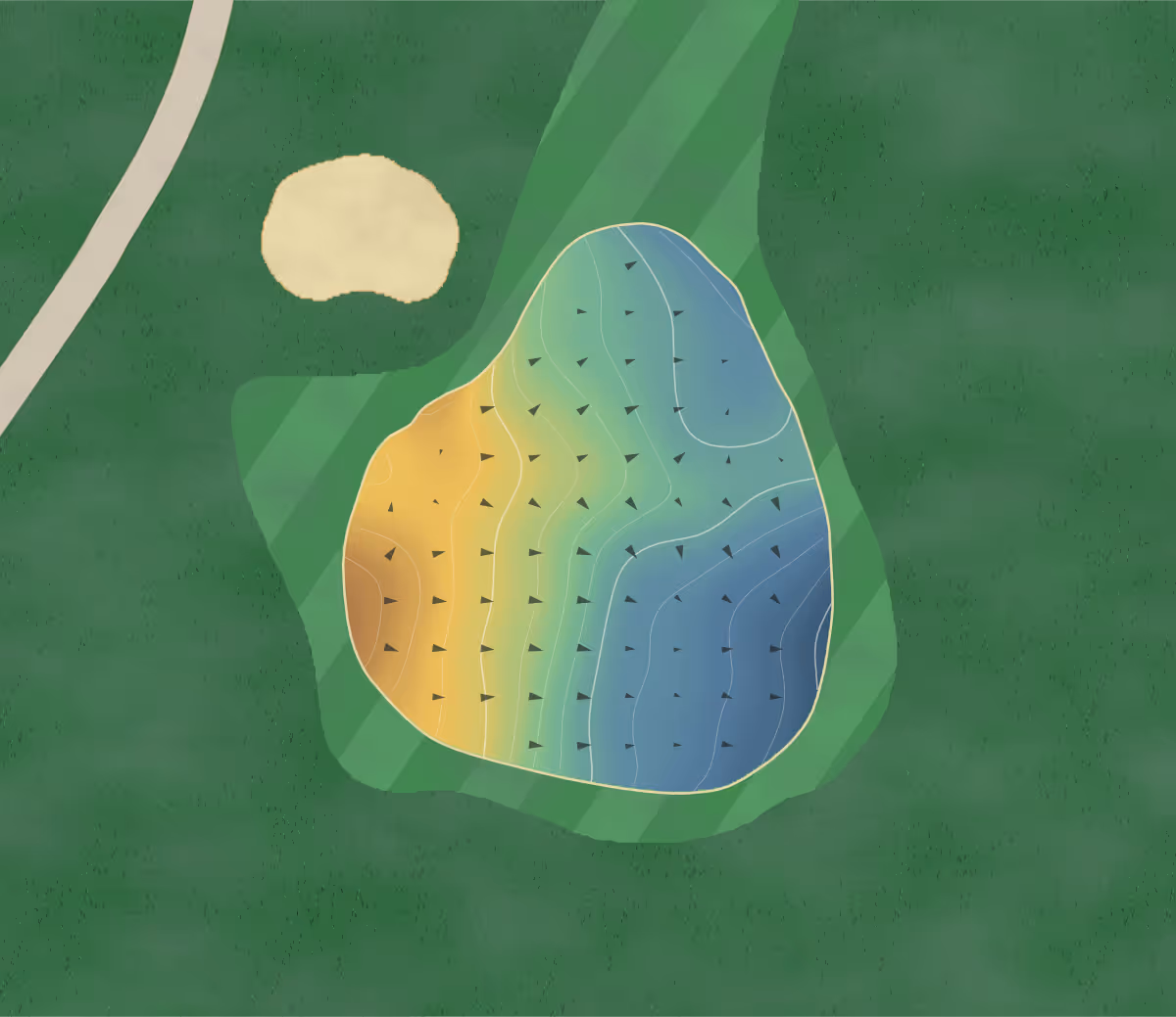 Green contour map of Lake Club in Ohio, United States — 149 elevation contours at a 3-inch interval with fall-line arrows, traced from 1-meter lidar