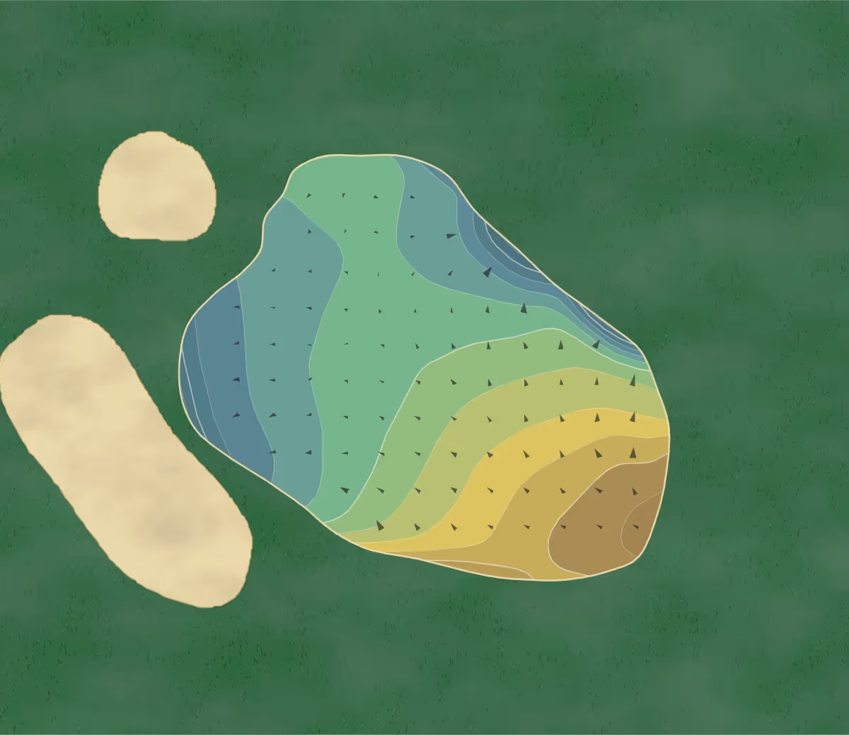 Green contour map of Lakes at El Segundo in El Segundo, California — 90 elevation contours at a 3-inch interval with fall-line arrows, traced from 1-meter lidar