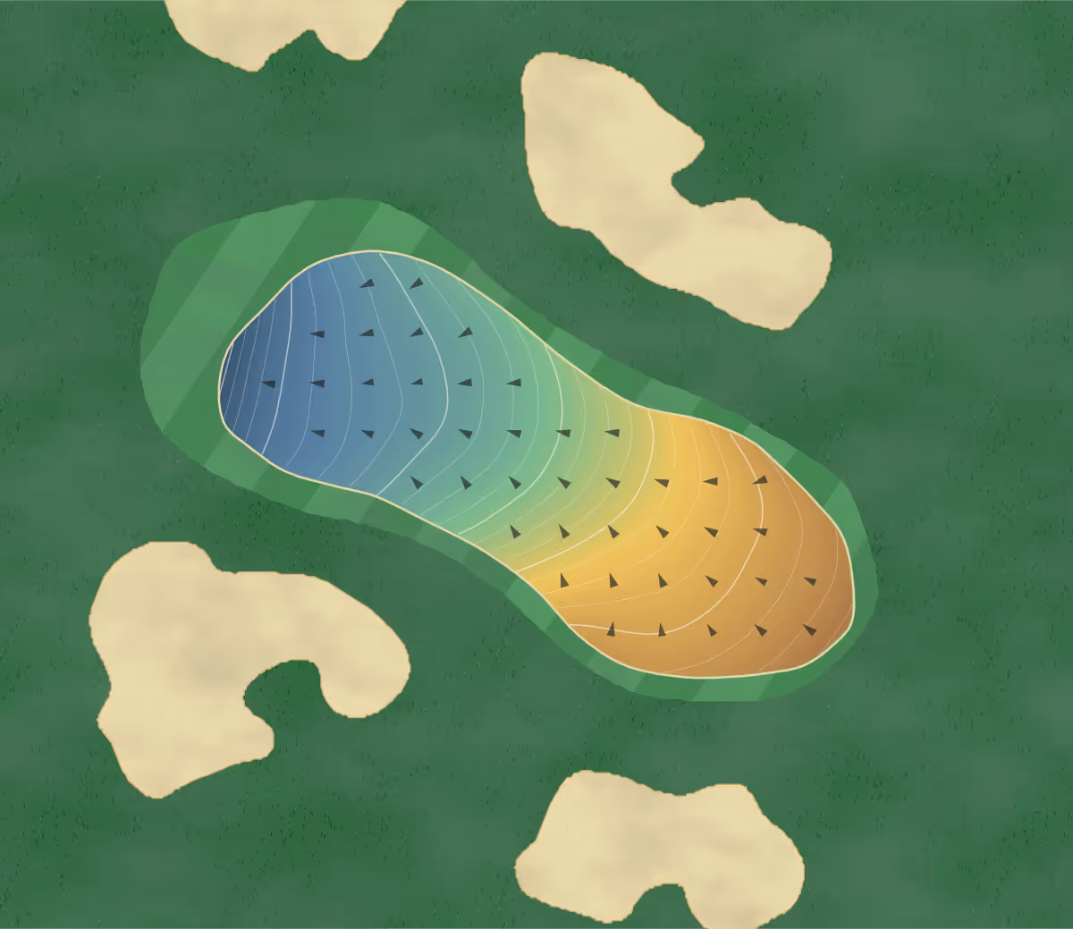 Green contour map of Lakeside in Antioch, California — 222 elevation contours at a 3-inch interval with fall-line arrows, traced from 1-meter lidar