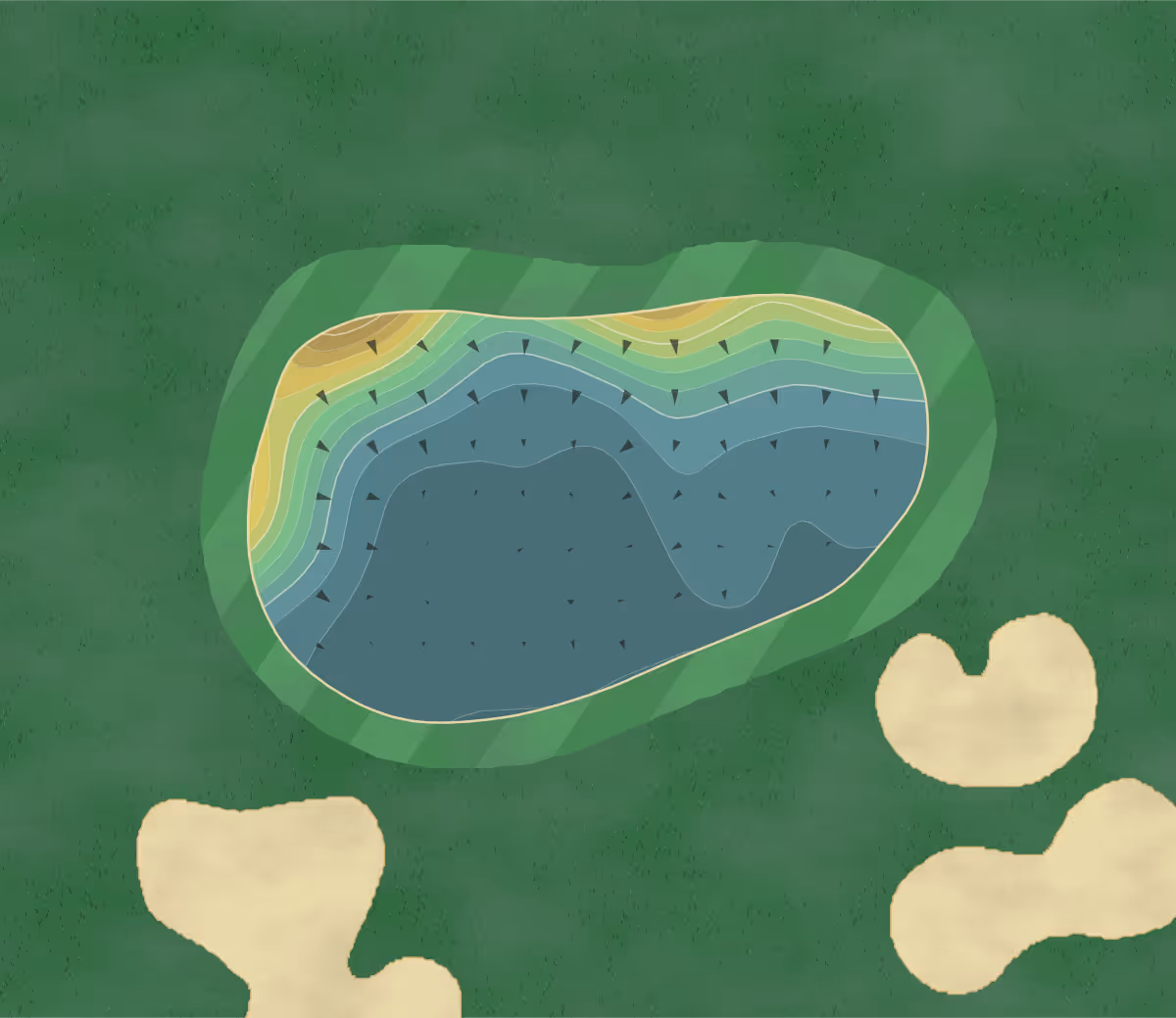 Green contour map of The Loon in Gaylord, Michigan — 145 elevation contours at a 3-inch interval with fall-line arrows, traced from 1-meter lidar