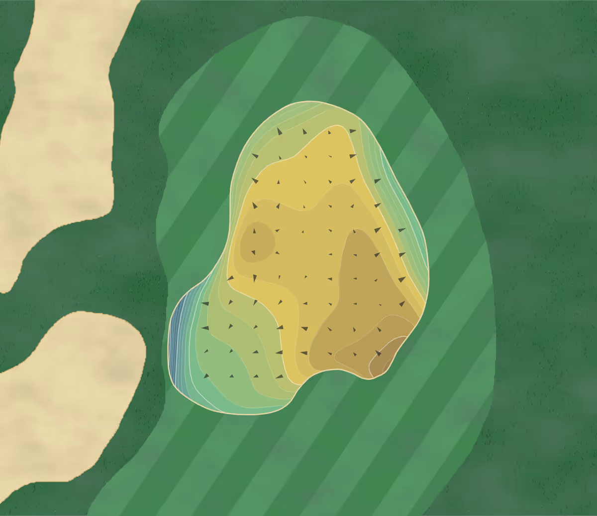 Green contour map of Ocean Club in Palm Coast, Florida — 253 elevation contours at a 3-inch interval with fall-line arrows, traced from 1-meter lidar