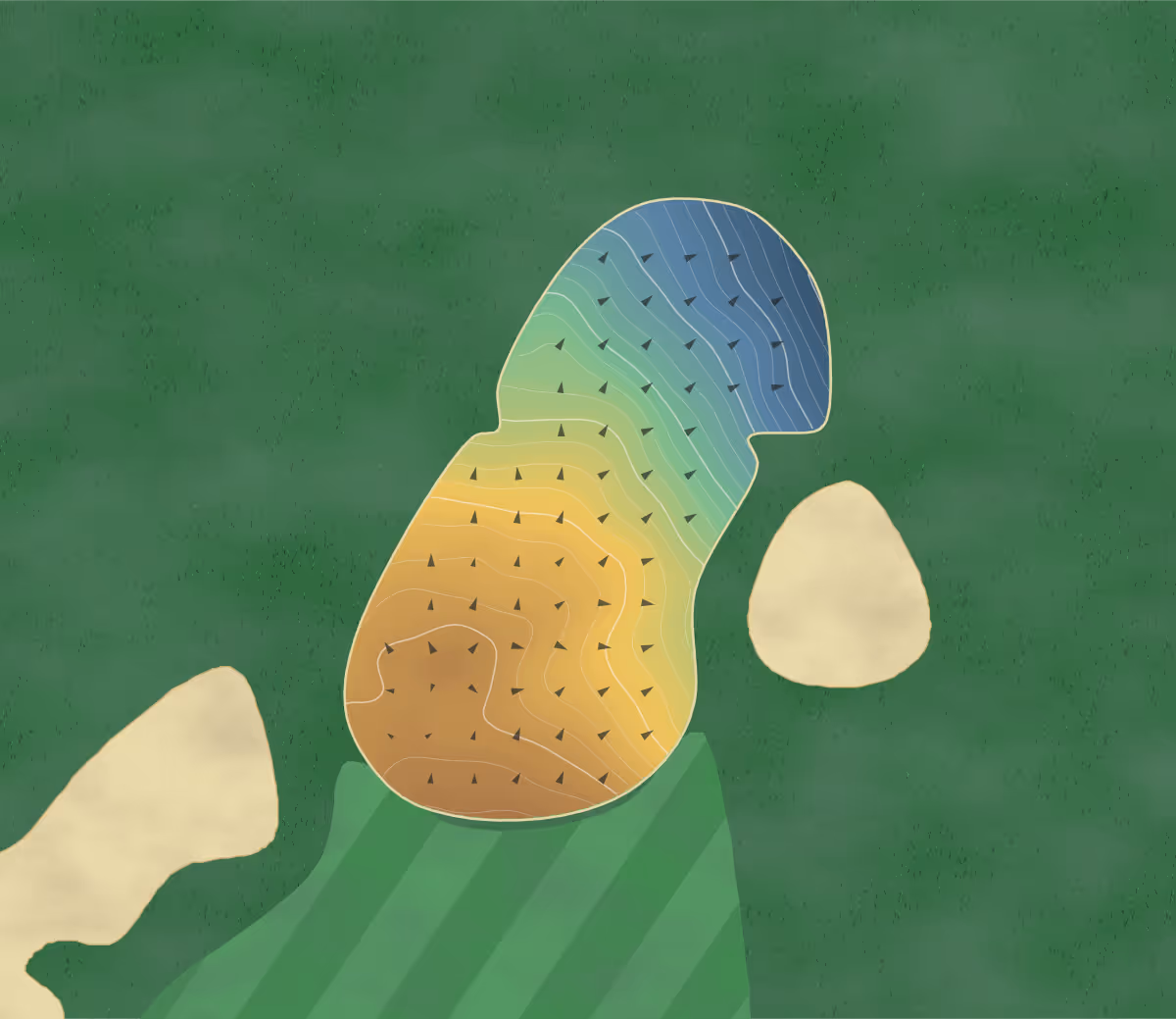 Green contour map of Peninsula in Millsboro, Delaware — 188 elevation contours at a 3-inch interval with fall-line arrows, traced from 1-meter lidar