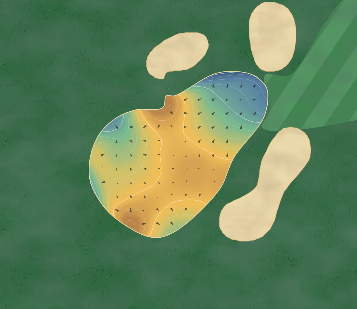 Green contour map of The Plateau Club in Sammamish, Washington: 239 elevation contours at a 3-inch interval with fall-line arrows, traced from 1-meter lidar