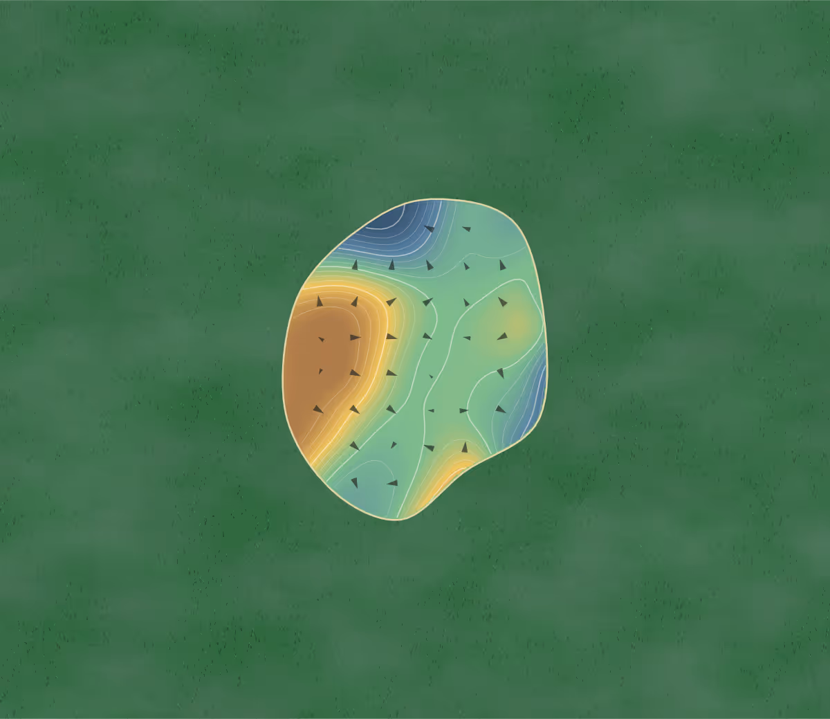 Green contour map of The Players in Bristol, England — 352 elevation contours at a 8-centimeter interval with fall-line arrows, traced from 1-meter lidar