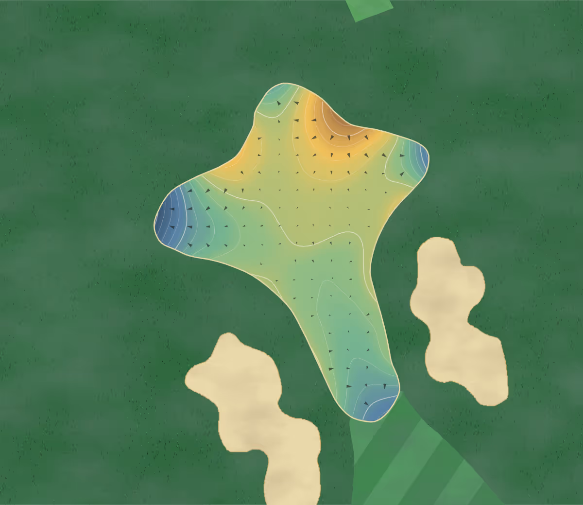 Green contour map of The Resort at Glade Springs Cobb in Beaver, West Virginia — 304 elevation contours at a 3-inch interval with fall-line arrows, traced from 1-meter lidar
