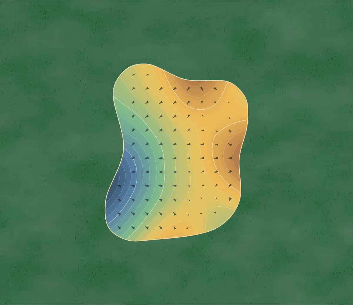 Green contour map of Ridge Golf & Gardens in Marysville, Ohio — 195 elevation contours at a 3-inch interval with fall-line arrows, traced from 1-meter lidar