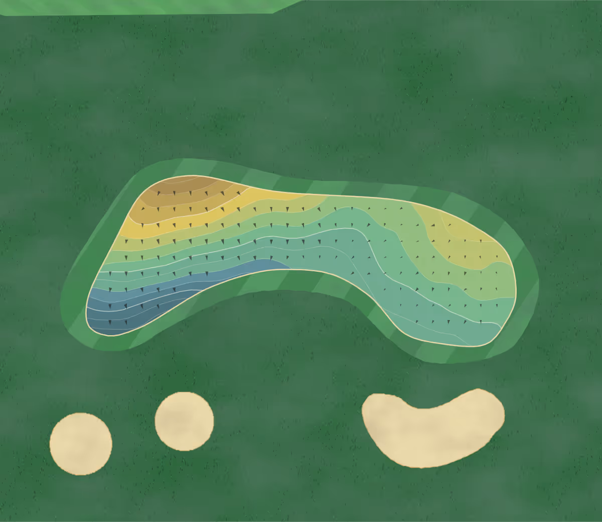 Green contour map of Ridges in Wisconsin Rapids, Wisconsin — 164 elevation contours at a 3-inch interval with fall-line arrows, traced from 1-meter lidar