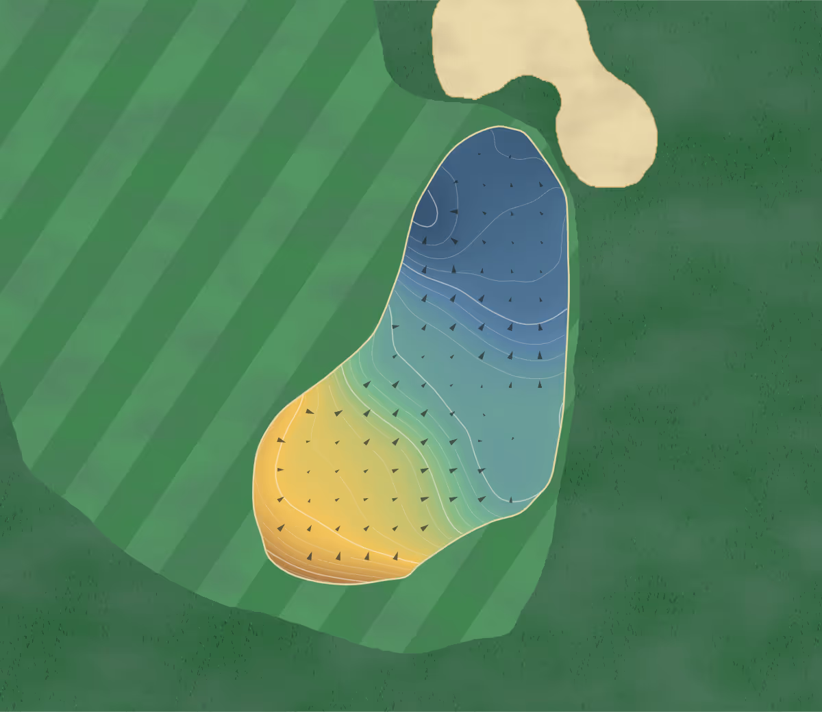 Green contour map of Rim in Payson, Arizona — 198 elevation contours at a 3-inch interval with fall-line arrows, traced from 1-meter lidar