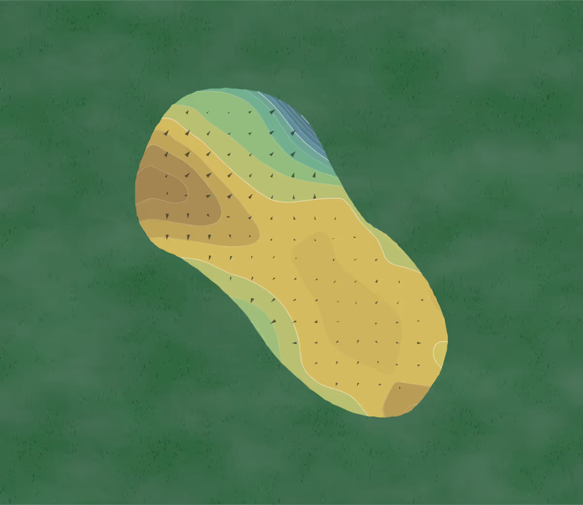 Green contour map of Ritz-Carlton Golf Club in Orlando, Florida — 87 elevation contours at a 3-inch interval with fall-line arrows, traced from 1-meter lidar