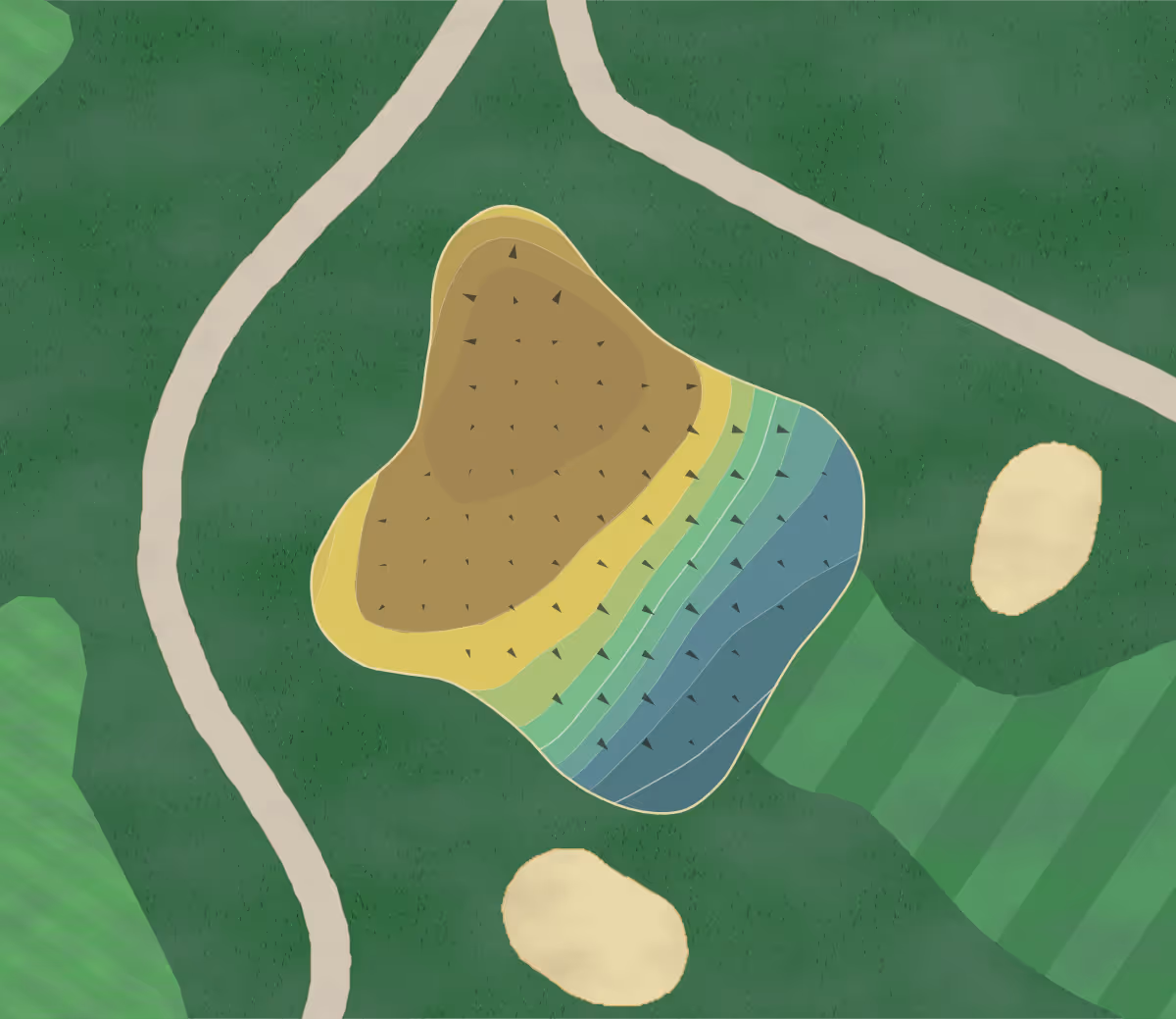 Green contour map of The Riverside Club in Mason, West Virginia — 105 elevation contours at a 3-inch interval with fall-line arrows, traced from 1-meter lidar