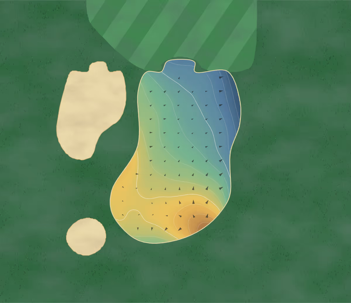 Green contour map of Cottonfields in Phoenix, Arizona: 158 elevation contours at a 3-inch interval with fall-line arrows, traced from 1-meter lidar