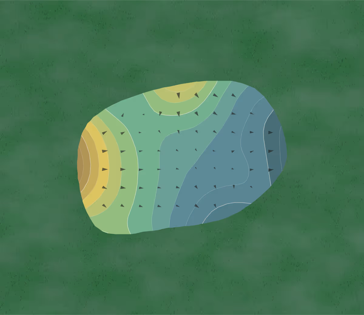 Green contour map of Borrego Springs in Borrego Springs, California — 11 elevation contours at a 3-inch interval with fall-line arrows, traced from 1-meter lidar