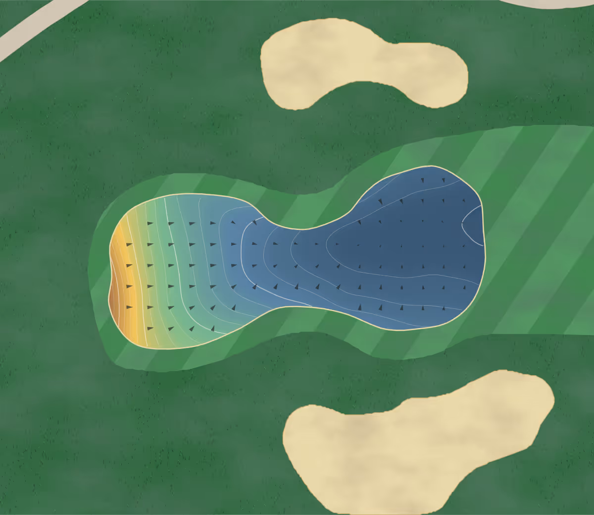 Green contour map of Three Rivers in Kelso, Washington — 206 elevation contours at a 3-inch interval with fall-line arrows, traced from 1-meter lidar