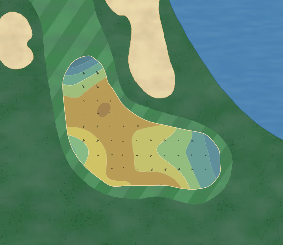 Green contour map of Tiger Point in Gulf Breeze, Florida — 167 elevation contours at a 3-inch interval with fall-line arrows, traced from 1-meter lidar
