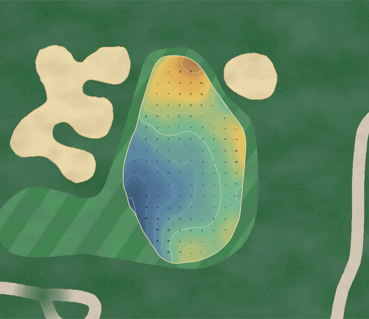 Green contour map of Timber Pointe in Poplar Grove, Illinois: 153 elevation contours at a 3-inch interval with fall-line arrows, traced from 1-meter lidar